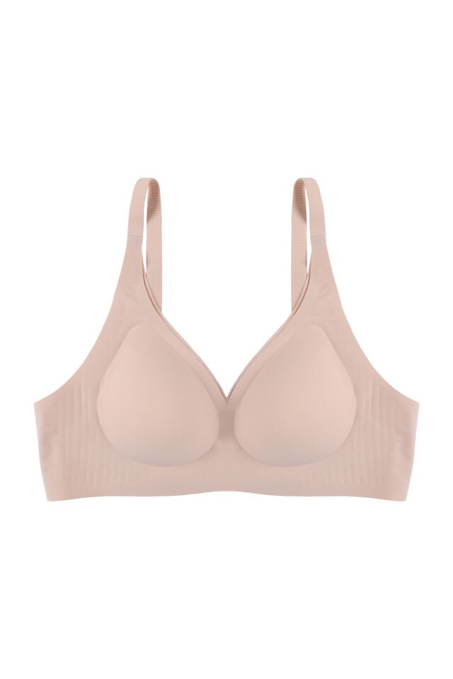 Balensiz Lazer Dikişsiz Kaplı Dekolteli Büstiyer Sütyen 90B - Ten