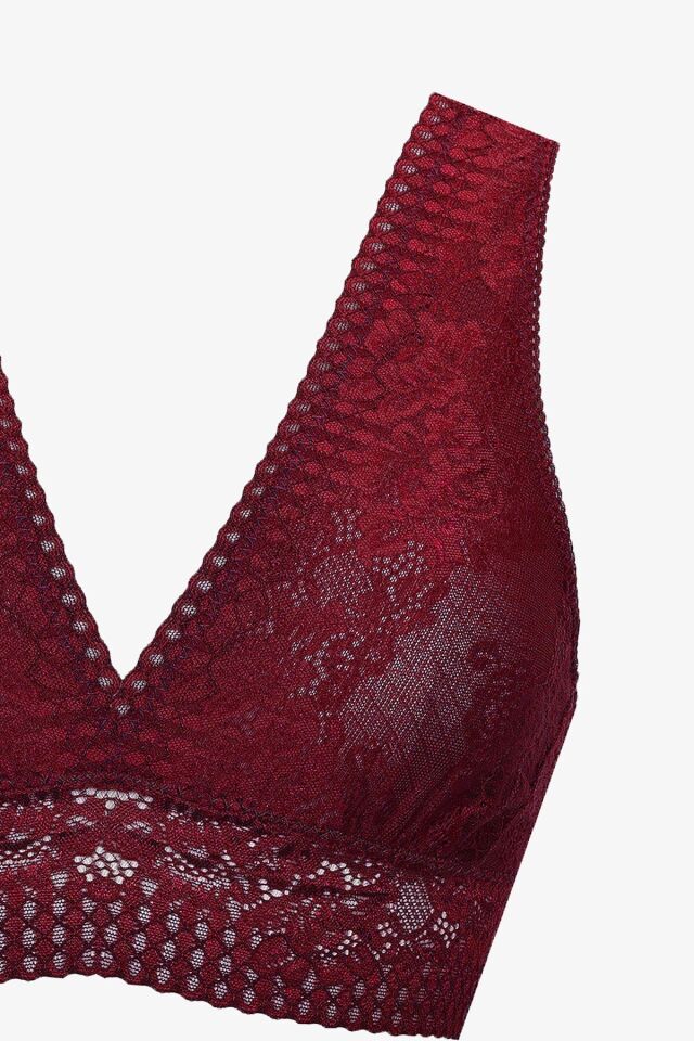 Kadın Kalın Askılı Dantelli Büstiyer Takım 80275 Bordo - 75B - 80275 Bordo - 75B