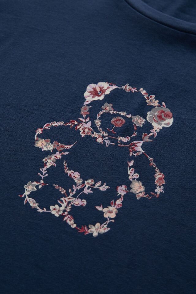 Kadın Çiçek Desenli Uzun Kollu Pijama Takımı KO70131 Çiçek Desenli - M - KO70131 Çiçek Desenli - M