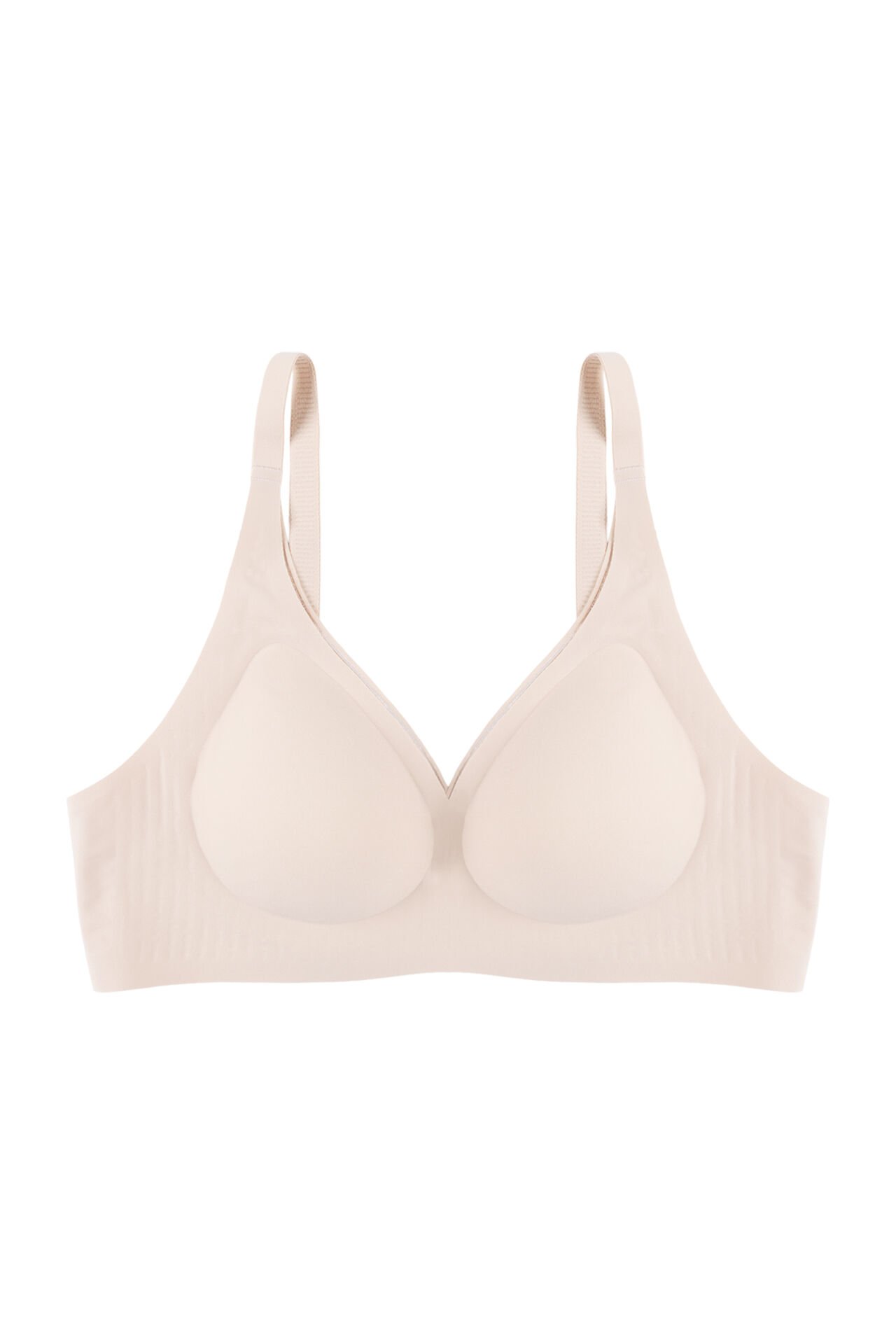 Balensiz Lazer Dikişsiz Kaplı Dekolteli Büstiyer Sütyen 80B - Ekru