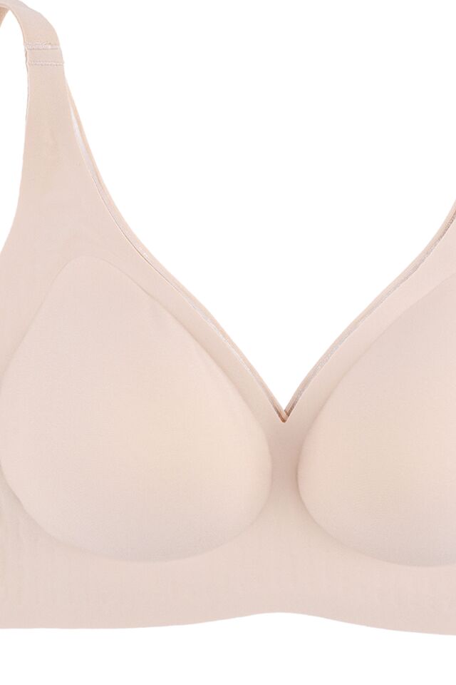 Balensiz Lazer Dikişsiz Kaplı Dekolteli Büstiyer Sütyen 85B - Ekru