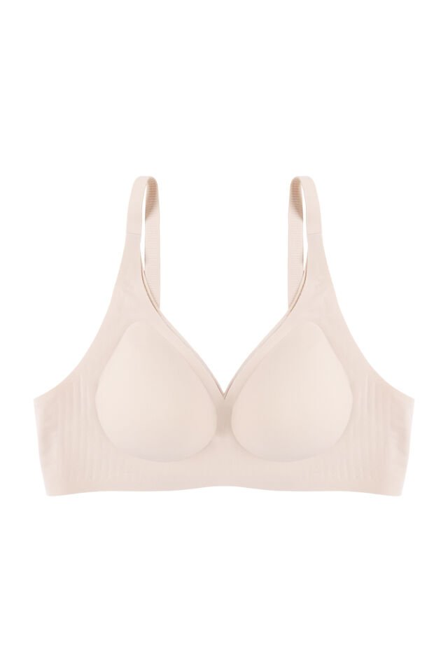 Balensiz Lazer Dikişsiz Kaplı Dekolteli Büstiyer Sütyen 90B - Ekru