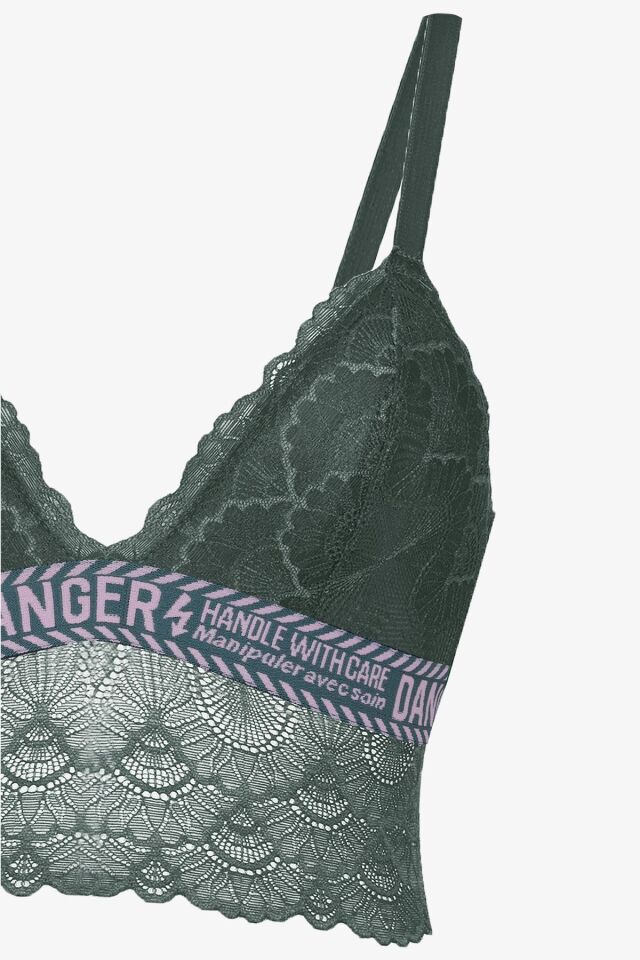 Kadın Danger Yazılı Lastikli Dantelli Büstiyer Takım 80227 Çağla - 75B - 80227 Çağla - 75B