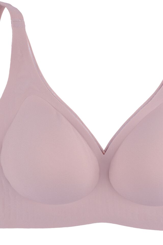 Balensiz Lazer Dikişsiz Kaplı Dekolteli Büstiyer Sütyen 80B - Pembe