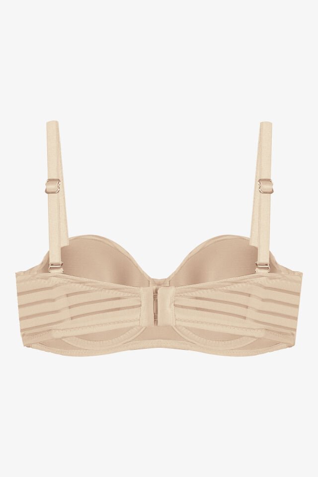 Kadın Dolgusuz Transparan Çizgili Toparlayıcı Straplez Sütyen