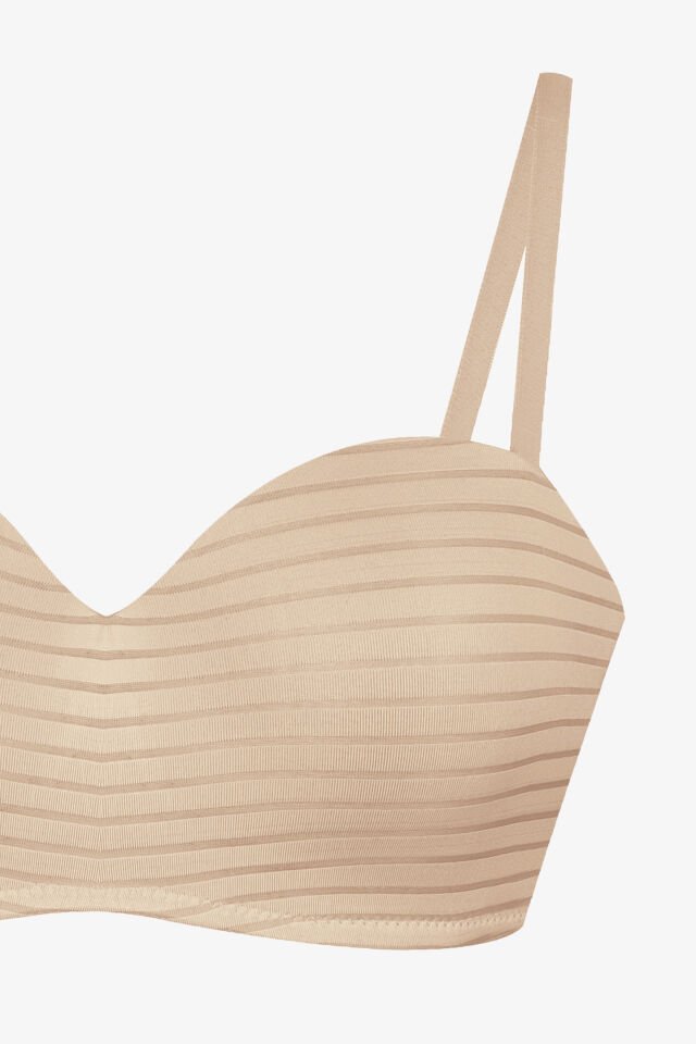 Kadın Dolgusuz Transparan Çizgili Toparlayıcı Straplez Sütyen