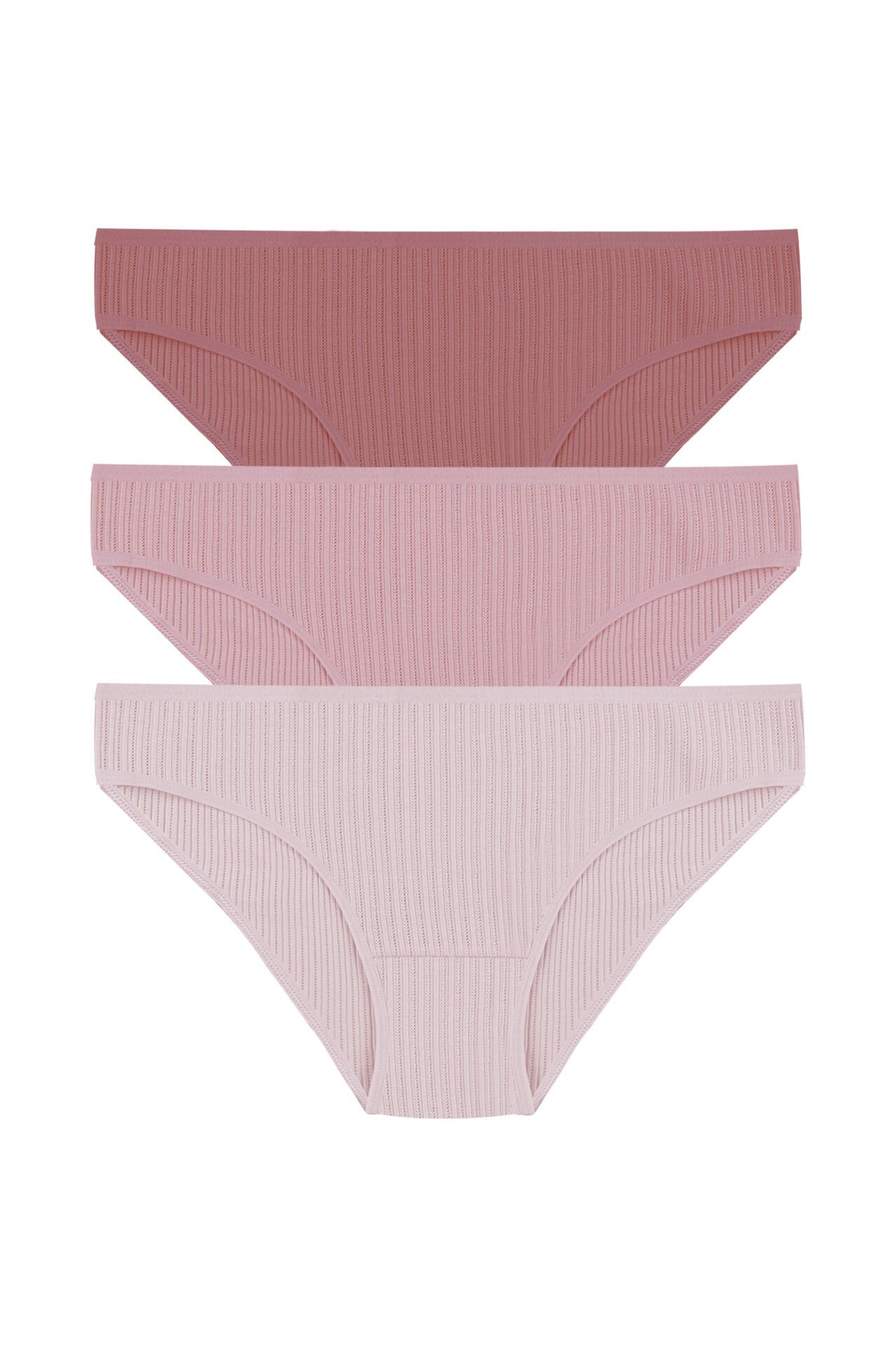 Kadın 3'lü Ajur  Slip Kahverengi - Ten - L  - XL