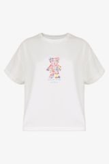 Kadın Pamuklu Mavi Çiçekli Ayıcıklı Baskılı Pijama Takımı