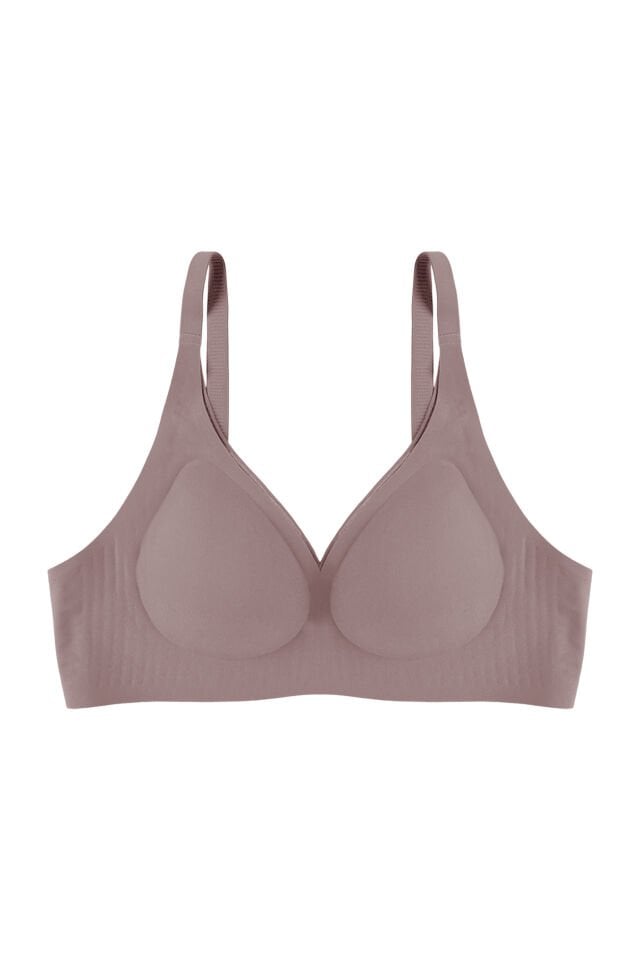 Balensiz Lazer Dikişsiz Kaplı Dekolteli Büstiyer Sütyen 80B - Toprak