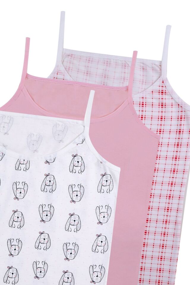 Kız Çocuk 3'lü Desenli Atlet 1056-17 - 9-11 Yaş