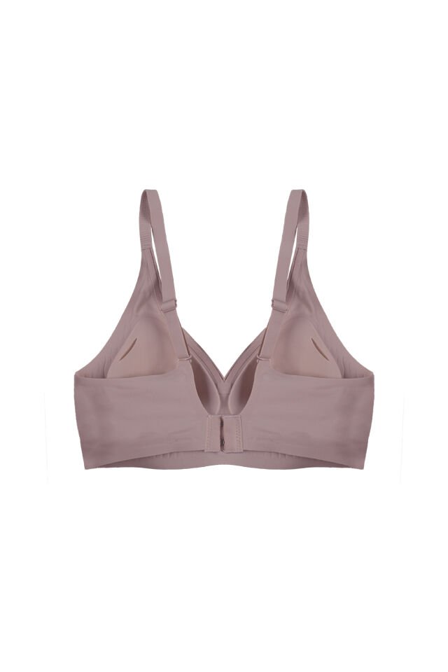 Balensiz Lazer Dikişsiz Kaplı Dekolteli Büstiyer Sütyen 90B - Toprak