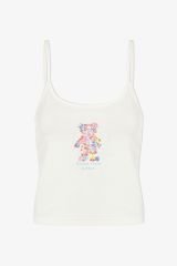 Kadın Pamuklu Mavi Çiçekli Ayıcıklı Baskılı Şortlu Pijama Takımı