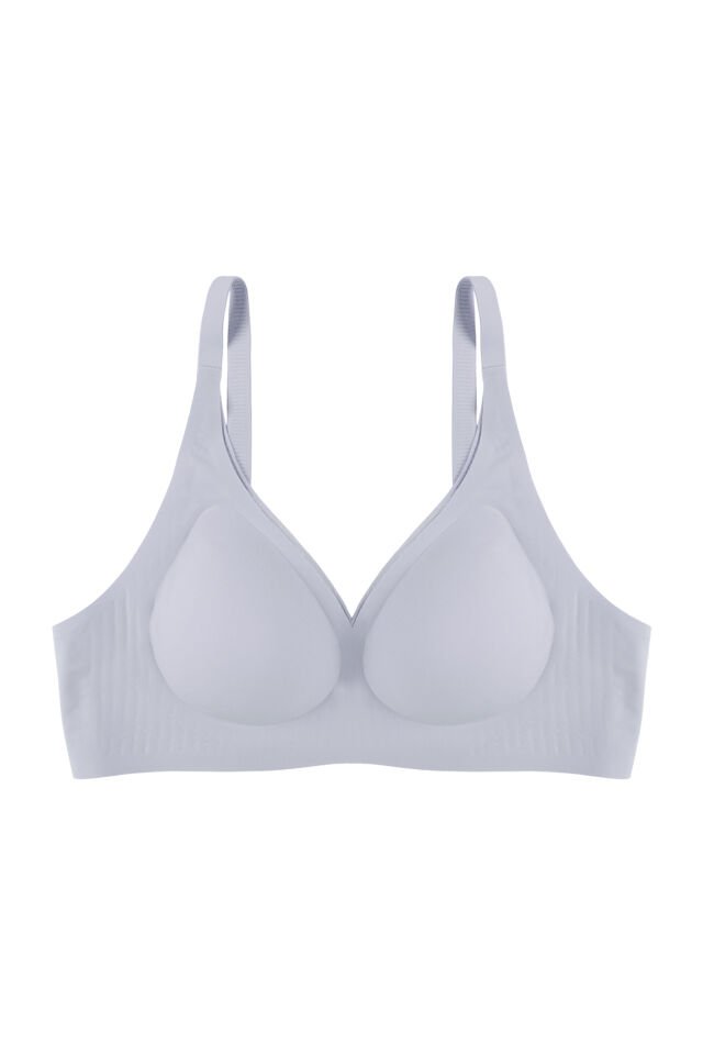 Balensiz Lazer Dikişsiz Kaplı Dekolteli Büstiyer Sütyen 80B - Mavi