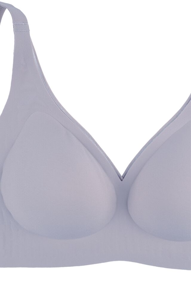 Balensiz Lazer Dikişsiz Kaplı Dekolteli Büstiyer Sütyen 80B - Mavi