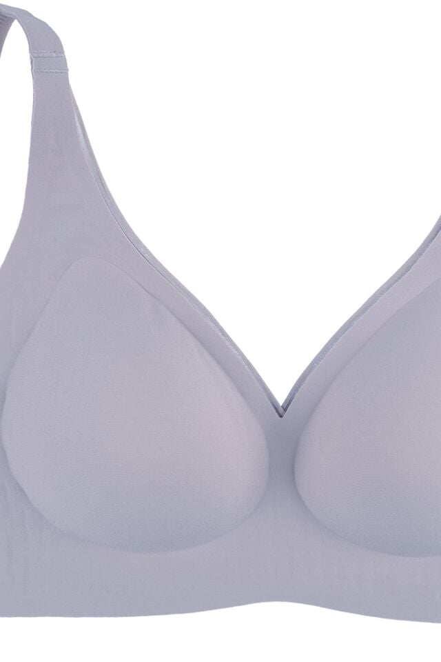 Balensiz Lazer Dikişsiz Kaplı Dekolteli Büstiyer Sütyen 85B - Mavi