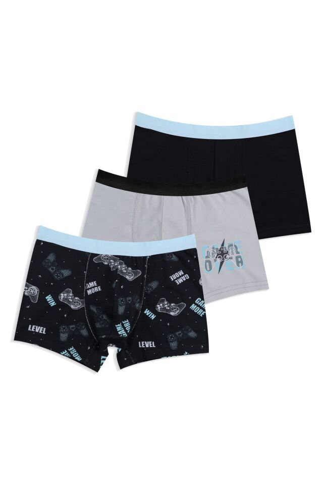 Erkek Çocuk Pamuklu Uzay Baskılı 3'lü Boxer 3053-16 - 9-11 Yaş - 3053-16 - 9-11 Yaş