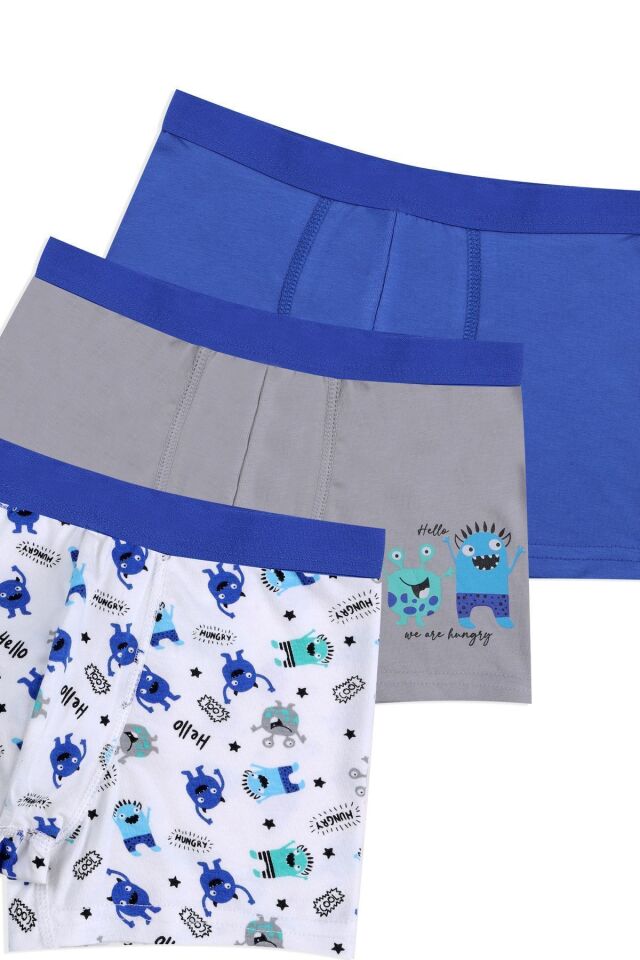 Erkek Çocuk Pamuklu Uzay Baskılı 3'lü Boxer 3053-15 - 3-5 Yaş - 3053-15 - 3-5 Yaş