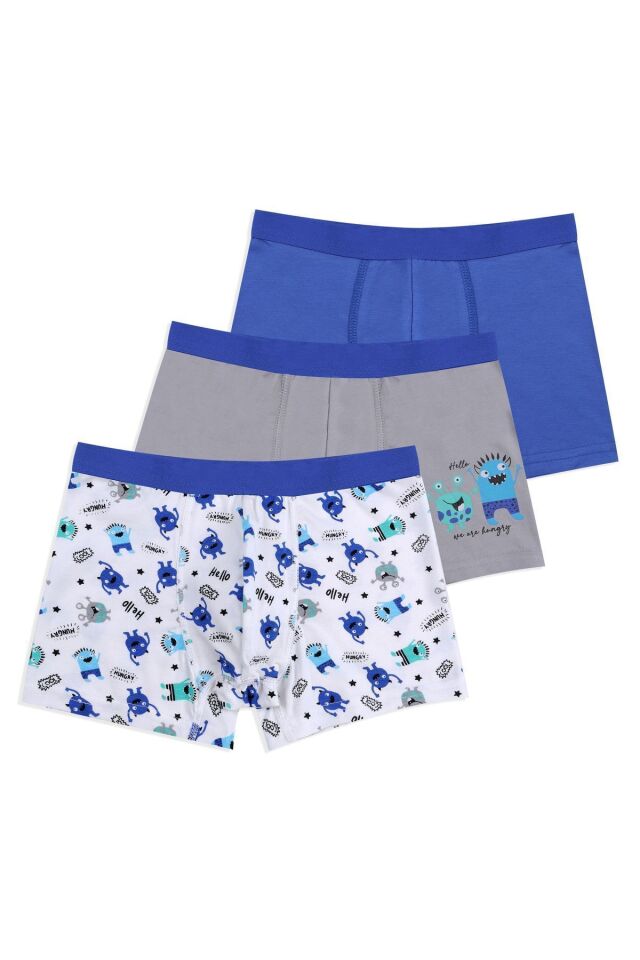 Erkek Çocuk Pamuklu Uzay Baskılı 3'lü Boxer 3053-15 - 9-11 Yaş - 3053-15 - 9-11 Yaş