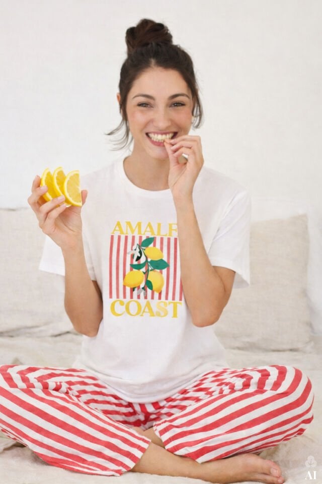 Kadın Pamuklu Renkli Köpek Baskılı Örme Pijama Takımı Pembe - Beyaz - M