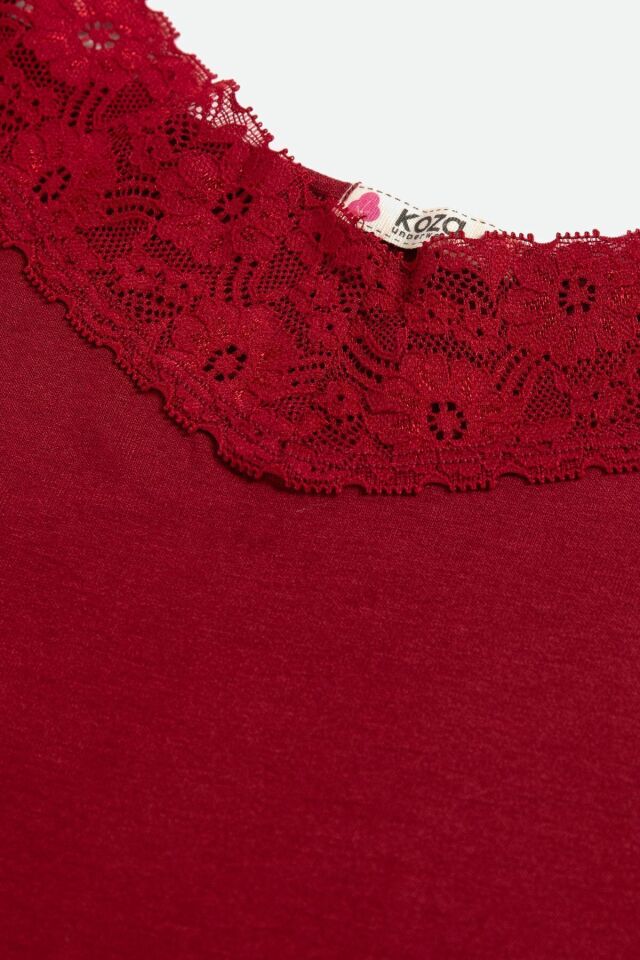 Sevgililer Günü Temalı Kadın Viskon - Yumuşak Dokulu İkili Dantelli Gecelik Sabahlık Takım