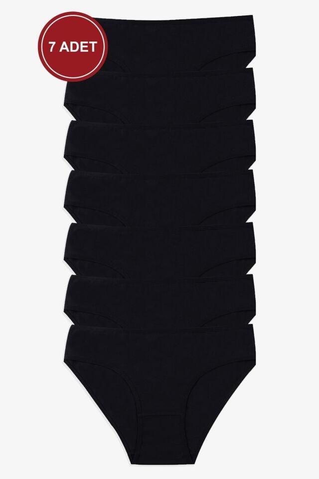 Kadın 7'li Likralı Külot Siyah - XL