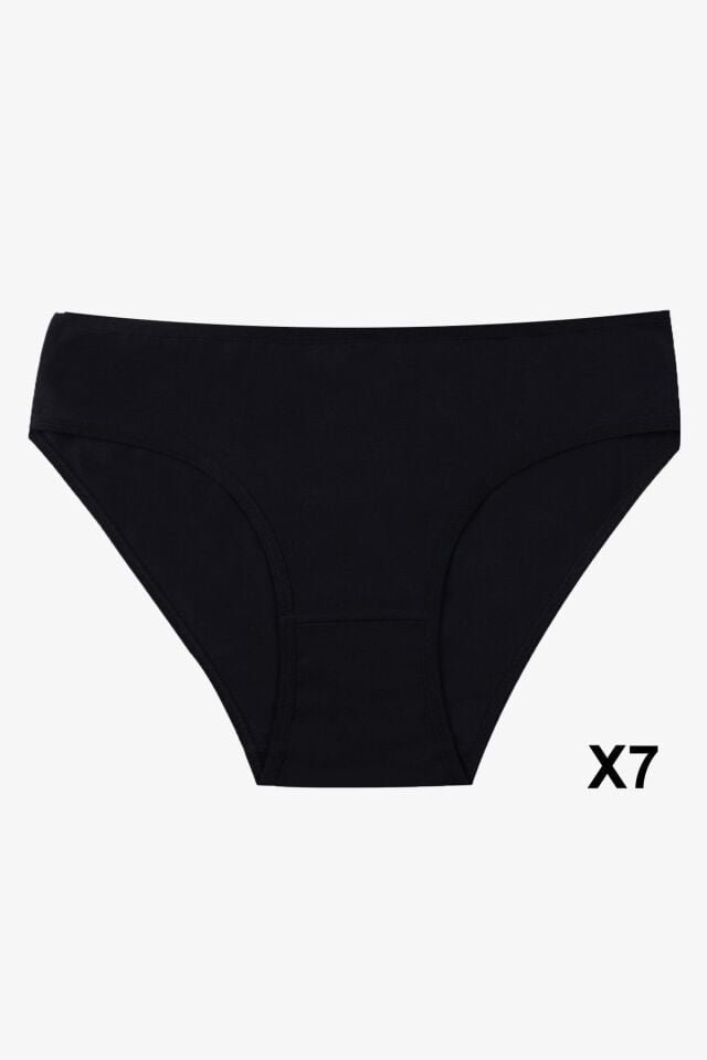 Kadın 7'li Likralı Külot Siyah - XL