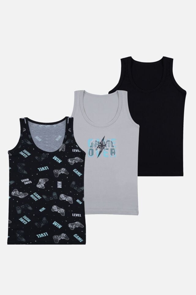 Erkek Çocuk 3'lü Tilki Desenli Atlet 3056-14 - 9-11 Yaş - 3056-14 - 9-11 Yaş