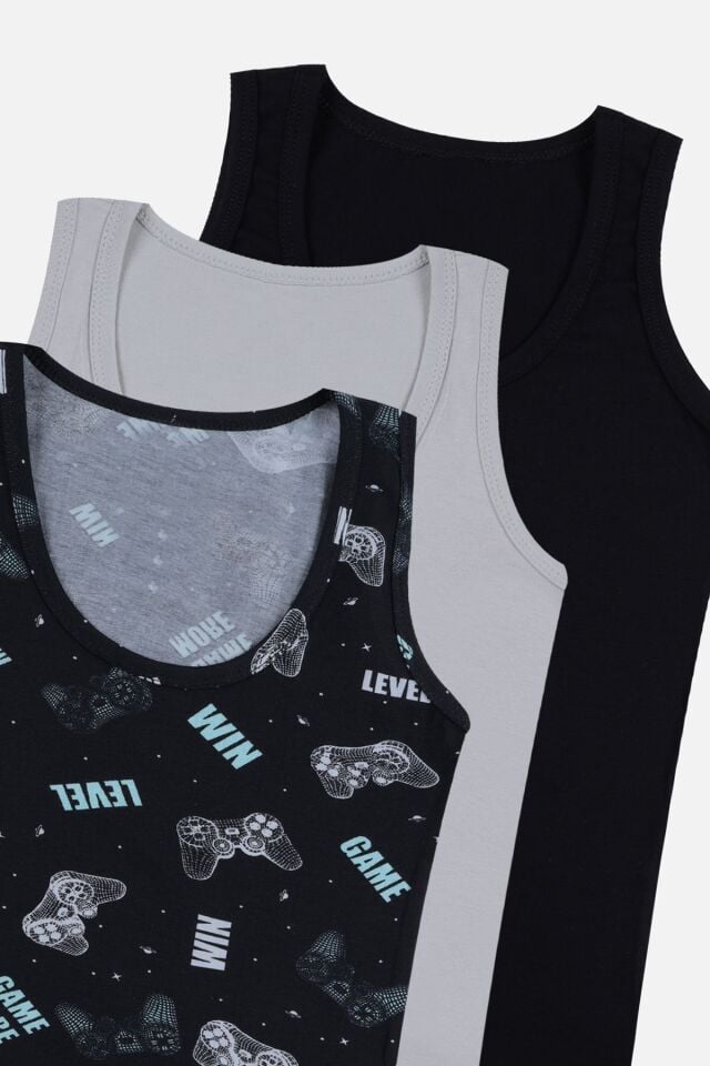 Erkek Çocuk 3'lü Tilki Desenli Atlet 3056-14 - 9-11 Yaş - 3056-14 - 9-11 Yaş