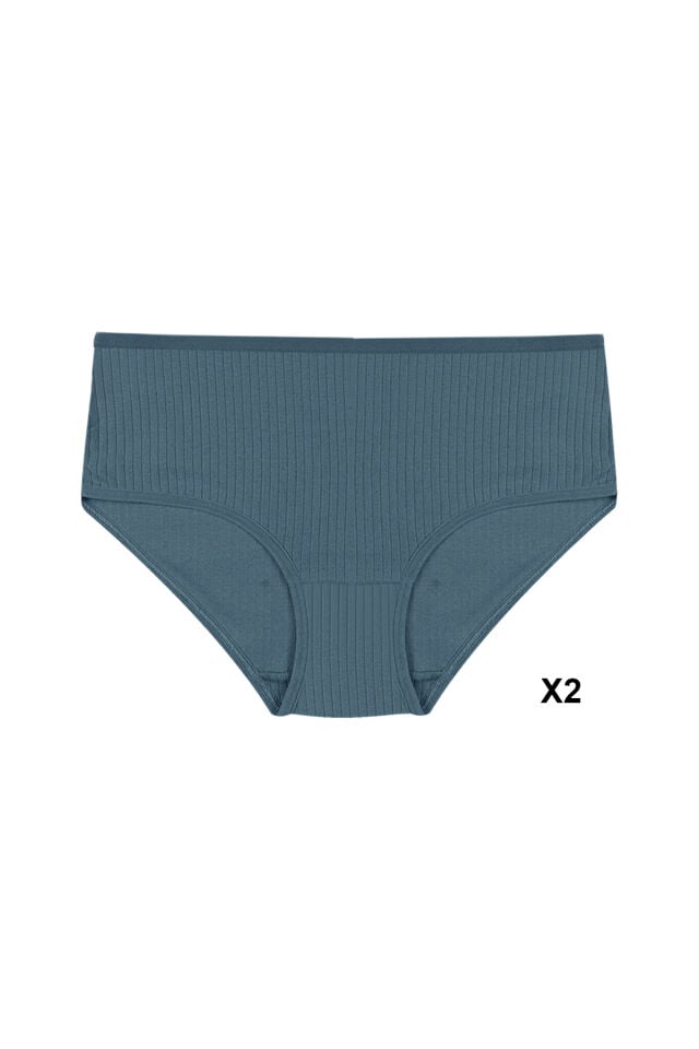 Kadın 4'lü Pamuklu Fitilli  Yüksek Bel Külot Mavi - XL/2XL