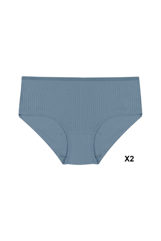 Kadın 4'lü Pamuklu Fitilli  Yüksek Bel Külot Mavi - XL/2XL