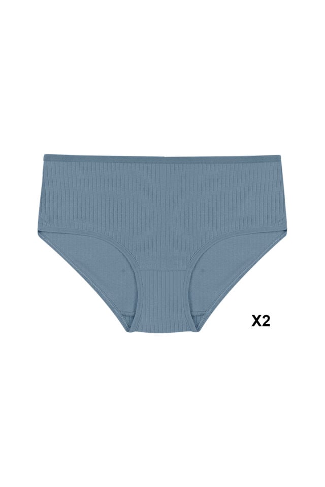 Kadın 4'lü Pamuklu Fitilli  Yüksek Bel Külot Mavi - XL/2XL