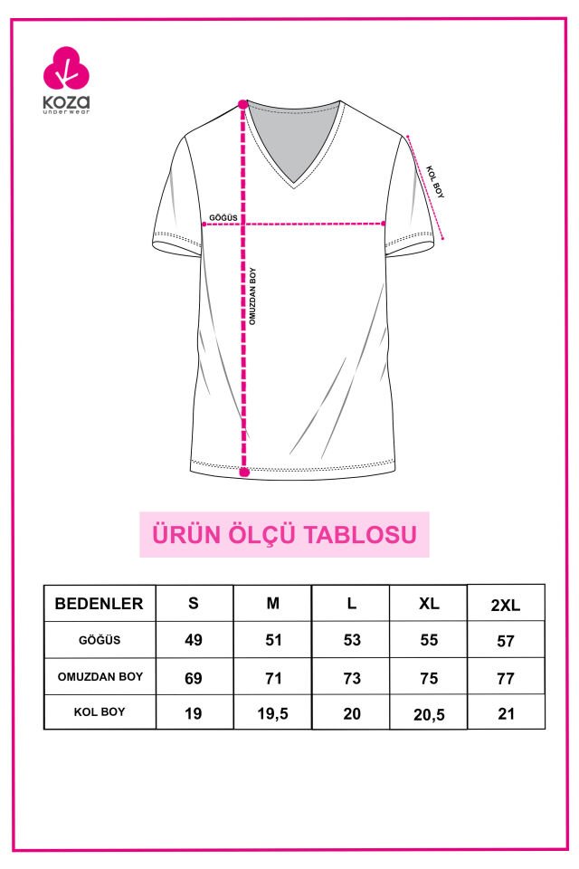Erkek Pamuklu V Yaka Kısa Kollu Tişört 2 Adet XL