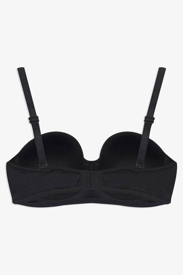 Kadın Dolgusuz Mikro Straplez Sütyen Siyah