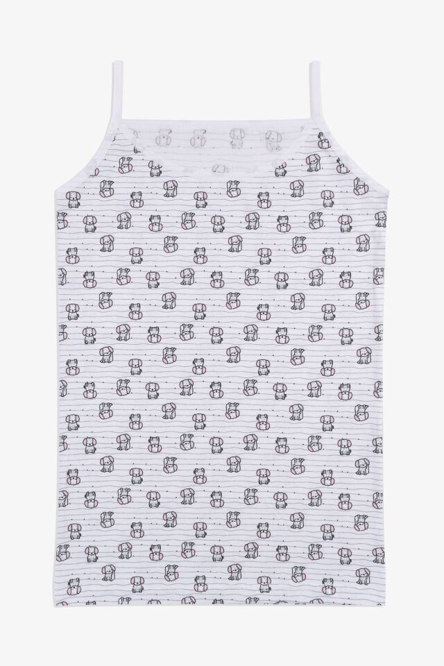 Kız Çocuk 3'lü Penguen Desenli Pamuklu Atlet 2011-4 - 7-9 Yaş