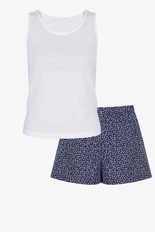 Kadın Pamuklu Çıtır Çiçek Desenli Şortlu Pijama Takımı KO7205TS-6 Çıtır Çiçek Desen - M - KO7205TS-6 Çıtır Çiçek Desen - M