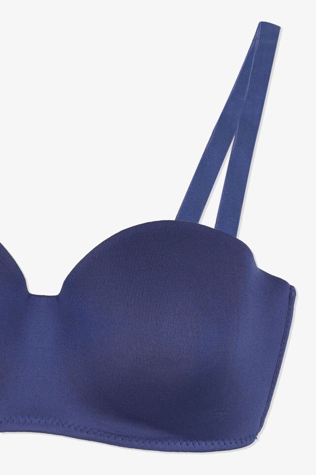 Kadın Dolgusuz Mikro Straplez Sütyen İndigo