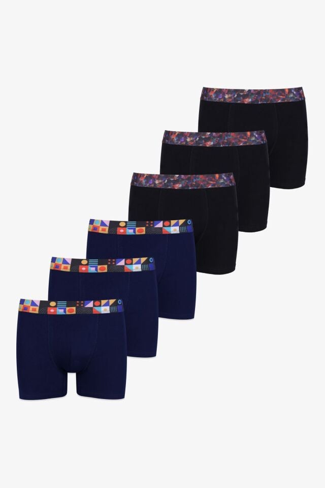 Erkek 6'lı Pamuklu Likralı Boxer KO9003BX-34 - XL