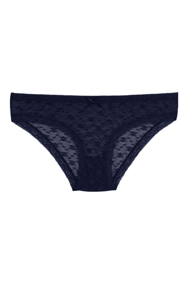 Kadın 7'li Dantelli Külot Siyah -  Bordo - L/XL