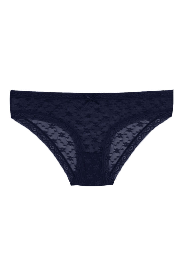 Kadın 7'li Dantelli Külot Siyah -  Bordo - L/XL