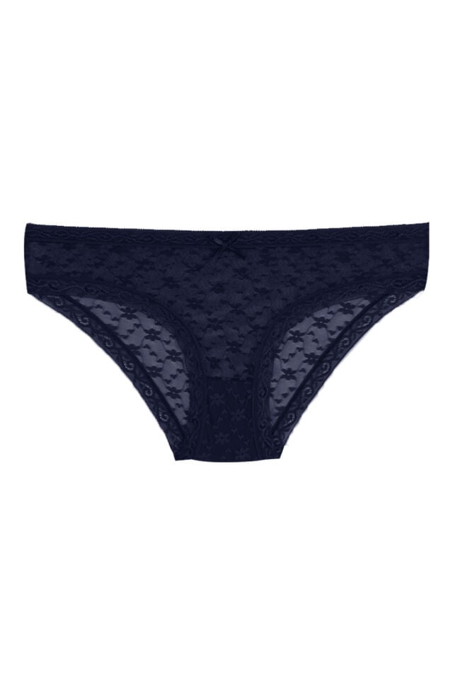 Kadın 7'li Dantelli Külot Siyah -  Bordo - L/XL
