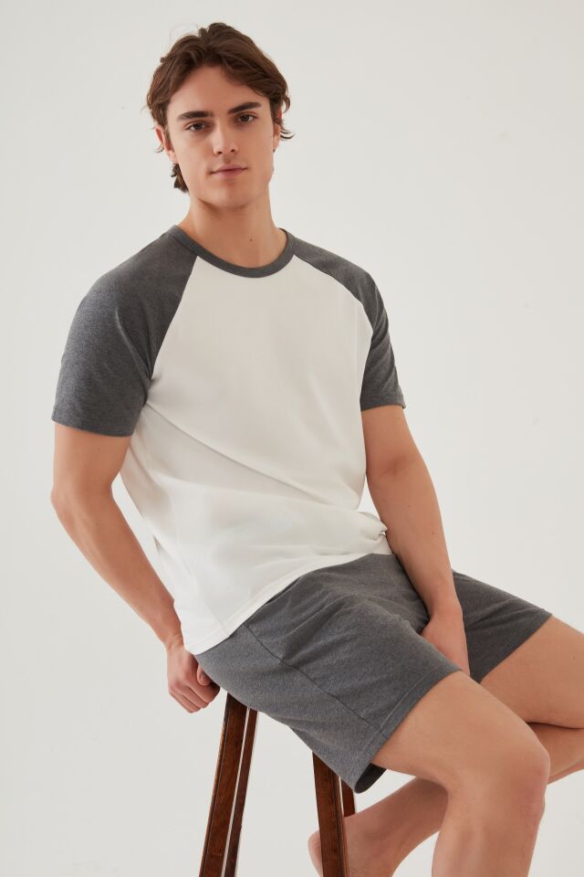 Erkek Pamuklu Cep Detaylı Reglan Kol Pijama Takımı