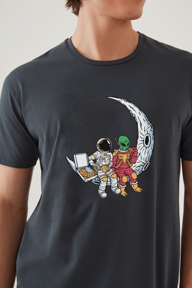 Erkek Pamuklu Füme Baskılı Cepli Şort Pijama Takımı 2XL