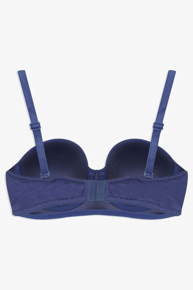 Kadın Dolgusuz Mikro Straplez Sütyen İndigo