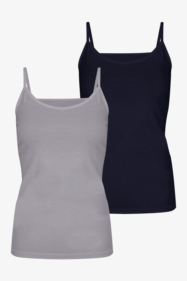 Kadın 2'li Pamuklu Basic İp Askılı Atlet