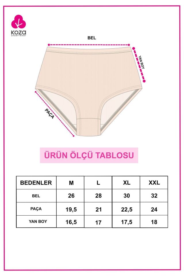 Kadın 5'li Fitilli Ekstra Yüksek Bel Külot 5005FTL-5 - 2XL - 5005FTL-5 - 2XL