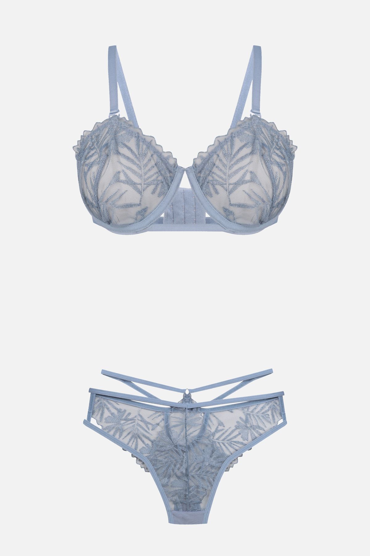 Kadın Brodeli Tüllü Dantelli Sütyen Takım