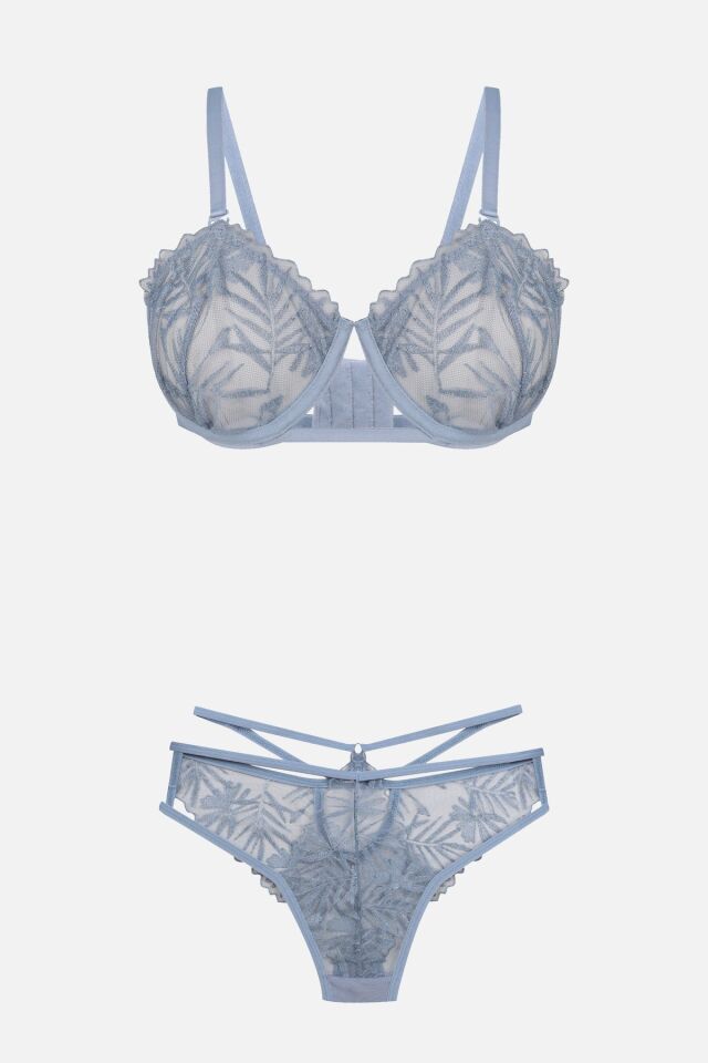 Kadın Brodeli Tüllü Dantelli Sütyen Takım