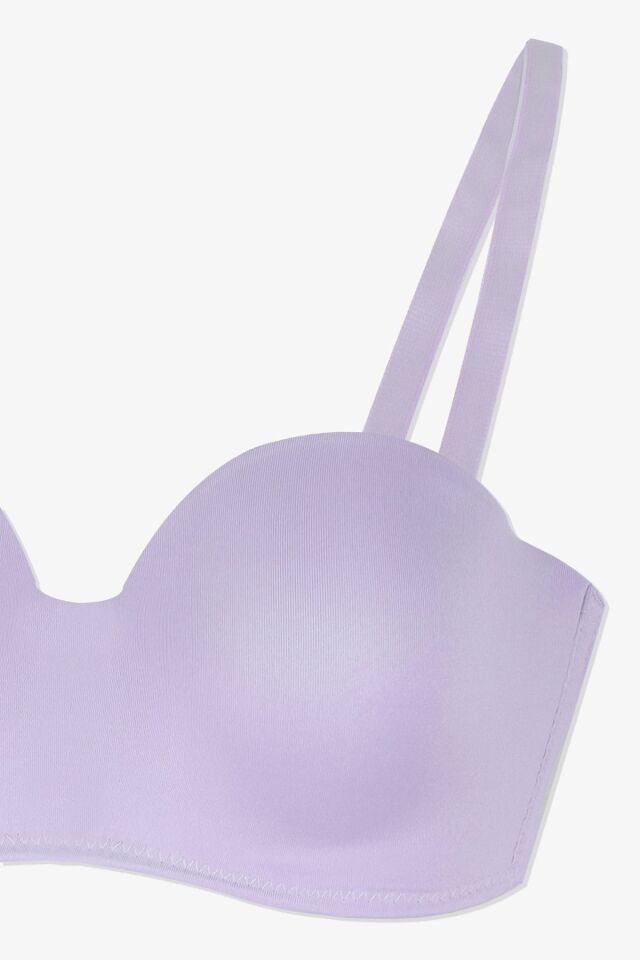 Kadın Dolgusuz Mikro Straplez Sütyen Lila