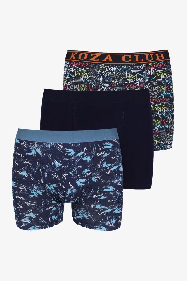 Erkek 3'lü Pamuklu Likralı Boxer