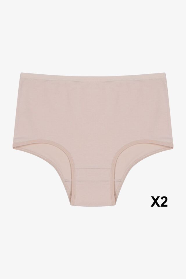 Kadın 5'li Likralı Ekstra Yüksek Bel Külot Ekru - 2XL